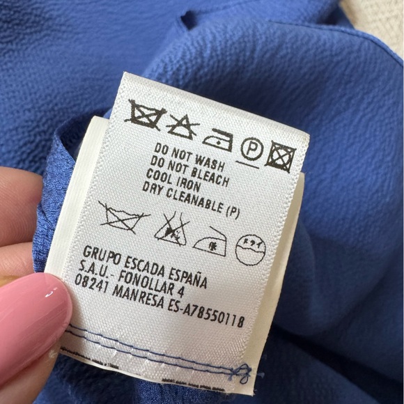 ESCADA Silk Cornflower Blue Vneck Satin Batwing Midi Dress 36 S - Picture 9 of 9